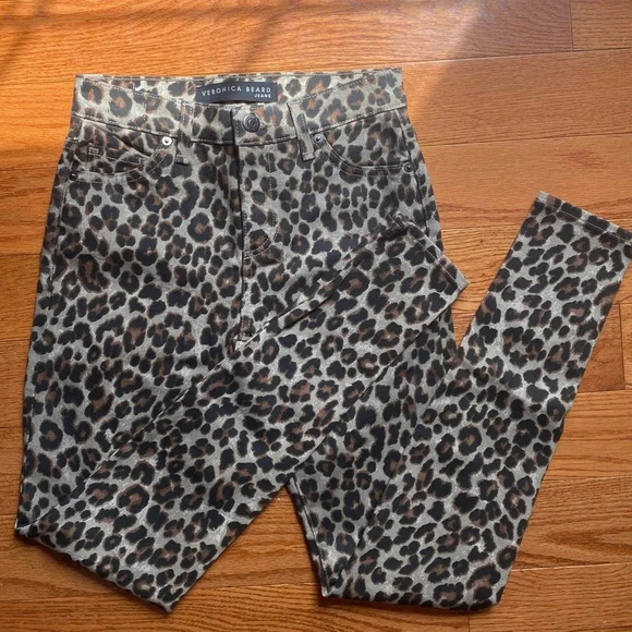 New Veronica Beard Brooke Skinny Leopard Print Jeans Size 24